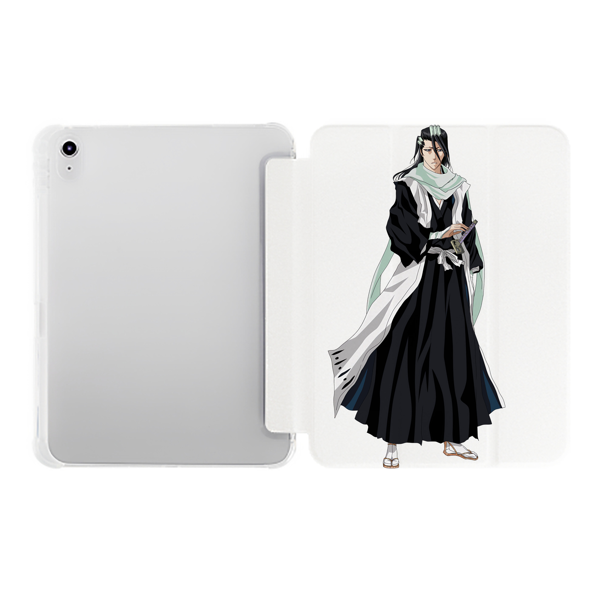 （画像用） ブリーチ くちき びゃくや BLEACH Kuchiki Byakuya IPad ケース ペン収納付き 三つ折りスタンド PUレザー×シリコン 対応機種9.5/10.5/10.9インチ